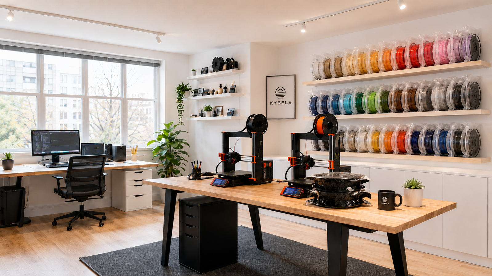 Workspace with 3D Printers